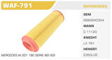 Winkel WAF-791 Hava Filtresi Mercedes A Serisi A160 A170 CDI Vaneo 02-05 1.7 CDI Kolı: 20 Ad 