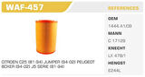 Winkel WAF-987 Hava Filtresi Renault 19 1.4L Renault 21 Concorde 2.0 Megane I 1.6L Scenic Kolı: 18 Ad FN3003