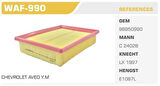 Winkel WAF-990 Hava Filtresi Aveo 11-1.2 1.3D 1.4 1.6 Kolı: 36 Ad FN5112