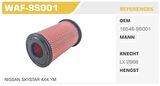 Winkel WAF-9S001 Hava Filtresi D23 Skystar 03-2.5 Yd25DDTI Kolı: 36 Ad FN3406