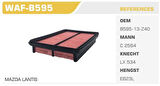Winkel WAF-B595 Hava Filtresi Mazda 323 Familia 95-Mazda 323 Lantis 95-1.8 16V Kolı: 40 Ad FN3601