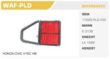 Winkel WAF-PLD Hava Filtresi Civic HB 01-06 Civic Sedan 01-06 Kolı: 20 Ad 