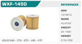 Winkel WXF-149D Yağ Filtresi S40 S60 S70 S80 V40 V70 C70 Eco Kolı: 50 Ad FN1113