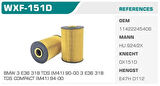 Winkel WXF-151D Yağ Filtresi BMW 3 E36 318 TDS Eco Kolı: 50 Ad 