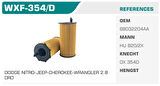Winkel WXF-354D Yağ Filtresi Cherokee Wrangler Nitro 2.8 Crd Kolı: 50 Ad 