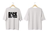 Wicold We Will Rock You Baskılı Oversize T-Shirt Erkek Tişört Unisex Tişört Kadın Tişört