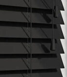 Wooden Blinds %100 Doğal Ahşap Jaluzi Perde 50mm, Alüminyum Kasalı Yüksek Kaliteli - Siyah