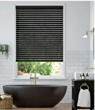 Wooden Blinds %100 Doğal Ahşap Jaluzi Perde 50mm, Alüminyum Kasalı Yüksek Kaliteli - Siyah