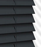 Wooden Blinds %100 Doğal Ahşap Jaluzi Perde 50mm, Alüminyum Kasalı Yüksek Kaliteli - Antrasit (KURDELASIZ)