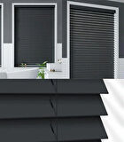 Wooden Blinds %100 Doğal Ahşap Jaluzi Perde 50mm, Alüminyum Kasalı Yüksek Kaliteli - Antrasit (KURDELASIZ)
