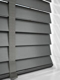 Wooden Blinds %100 Doğal Ahşap Jaluzi Perde 50mm, Alüminyum Kasalı Yüksek Kaliteli - Antrasit