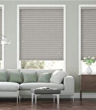 Wooden Blinds %100 Doğal Ahşap Jaluzi Perde 50mm, Alüminyum Kasalı Yüksek Kaliteli - Gri (Kurdelasız)