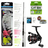 YekOutdoor Silikonlu LRF Olta Seti Okuma Wave Power 213 cm 0-8 gr Lrf Kamışı&Okuma Ceymar HD CHD-1000A 7+1BB Olta Makinesi