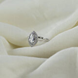 Ortası Büyük Markiz Taşlı 925 Ayar Gümüş Göz Yüzük