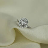 Yuvarlak Çerçeveli 925 Ayar Gümüş Baget Yüzük