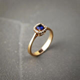 Mavi Kare Taşlı 925 Ayar Minimal Rose Gümüş Yüzük 