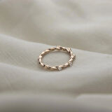 Kolu Burmalı Pırlanta Modeli 925 Ayar Gümüş Minimal Rose Beştaş Yüzük