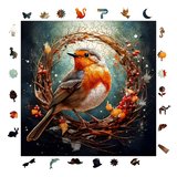 Robin Kuşu - Ahşap Puzzle - 353Parça - 29 × 29 cm
