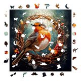 Robin Kuşu - Ahşap Puzzle - 353Parça - 29 × 29 cm