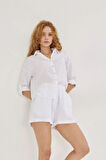 Kadın Beyaz Keten Takım