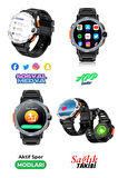 WR999 4G Lite Sim Kartlı Çift Kameralı Yeni Nesil Özellikli 16gb Yuvarlak Akıllı Saat + Ultra Watch