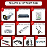 3 Kameralı 320 GB HDD Gece Renkli 5MP Lensli 1080P FULLHD Kamera Seti - Su Gecirmez- Sabit İP Gerektirmez