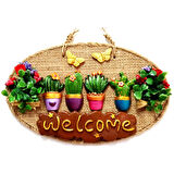 Çiçeklerin Büyüsü Welcome Yazılı Kapı ve Duvar Süsü