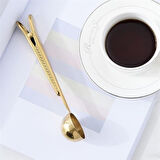 Woody Sofia Mandallı Kahve Ölçü Kaşığı Gold Çok Fonksiyonlu Paslanmaz Çelik Kaşık