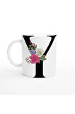 Y Harfi Romantik Çiçekli Kupa Bardak
