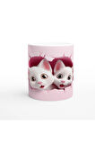 Pembe Duvar Kırığından Bakan İkiz Yavru Kediler Baskılı Kupa Bardak