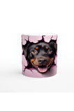 Çatlaktan Bakan Rottweiler Temalı Baskılı Kupa Bardak