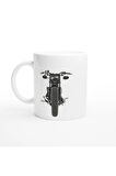Önden Görünümlü Retro Motosiklet Baskılı Kupa Bardak