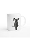 Önden Görünümlü Retro Motosiklet Baskılı Kupa Bardak