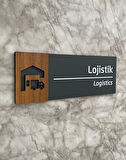 Wooden Serisi Lojistik Departman Kapı İsimliği Yönlendirme Levhası