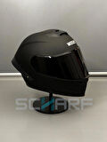 WOSEN Ws-202 Güneş Vizörlü Çene Açılır Kask Matt Black (Siyah Vizörlü)