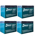 ORBUS 12V 14Amper (12v 14Ah) 4'LÜ PAKET Deep Cycle - Derin Döngülü Elekrikli Bisiklet AKÜ (E-Bike) Aküsü Ebatlar: 150x97x95 