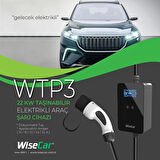 WiseCar WTP3 22 & 11 KW Taşınabilir Yapay Zeka Destekli Akıllı Elektrikli Araç Şarj Cihazı |  Mobil Uygulama & WiseCar AI