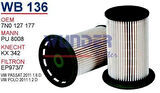 Wunder WB136 Yakıt Filtresi Volkswagen Passat 2011-1.6 Dizel MRMOEM-1081044