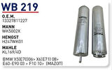 Wunder WB219 Mazot Filtresi BMW X-E70-06-X6-E71-08-E60-E90 03-F10 10-Wk5002X MRMOEM-1081281