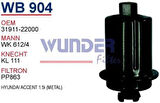 Wunder WB904 Mazot Filtresi Hyundai Santa Fe IV 2.0-2.2 CRDI MRMOEM-1081824