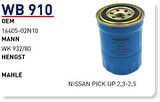 Wunder WB910 Mazot Filtresi Terrano 2.7D Pick-Up D22 2.3 2.5 Skystar Kapalı Tip Fn0249 MRMOEM-1081854