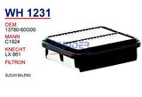 Wunder WH1231 Hava Filtresi Baleno 95-02 1.6 16V C1924 LX861 Fn5402 MRMOEM-1082169
