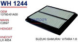 Wunder WH1244 Hava Filtresi Suzuki Vitara 1.6-1.6 I Cabrio 81-95 MRMOEM-1082265