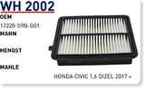 Wunder WH2002 Hava Filtresi Honda Civic 1.6 Dizel 2017- MRMOEM-1082452