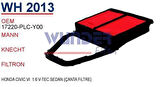 Wunder WH2013 Hava Filtresi Honda Civic VI 1.6 V-Tec Sedan (Canta Filtre) MRMOEM-1082495