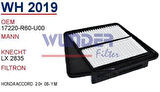 Wunder WH2019 Hava Filtresi Accord 2.0 Fn3525 08- MRMOEM-1082502