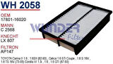 Wunder WH2058 Hava Filtresi Toyota Corona 89-95 MRMOEM-1082655