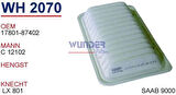 Wunder WH2070 Hava Filtresi Daihatsu Terios 1.3-Montana-UtIIıty MRMOEM-1082690