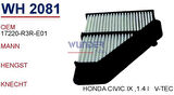 Wunder WH2081 Hava Filtresi Honda Civic IX .1.4 I V-Tec 2012 02-) MRMOEM-1082716