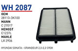 Wunder WH2087 Hava Filtresi Hyundai Sonata-Grandeur 2.0-2.2 CRDI MRMOEM-1082728